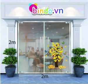 Decal dán tường Trang trí tết Cây mai vàng mùa xuân
