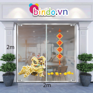 Decal dán tường Trang trí têt Lân Sư số 2 Decal dán tường Trang trí têt Lân Sư số 2