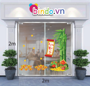 Decal dán tường Trang trí tết Lũy tre mùa xuân