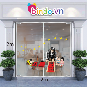 Decal dán tường Trang trí têt Ông Đồ và Trẻ nhỏ ngày xuân Decal dán tường Trang trí têt Ông Đồ và Trẻ nhỏ ngày xuân