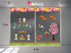 Decal dán tường Trang trí Tết Xuân Combo Số 13 Decal dán tường Trang trí Tết Xuân Combo Số 13