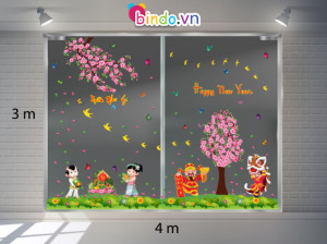 Decal dán tường Trang trí Tết Xuân Combo Số 14