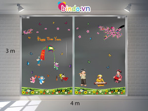 Decal dán tường Trang trí Tết Xuân Combo Số 2 Decal dán tường Trang trí Tết Xuân Combo Số 2