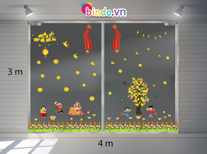 Decal dán tường Trang trí Tết Xuân Combo Số 5 Decal dán tường Trang trí Tết Xuân Combo Số 5