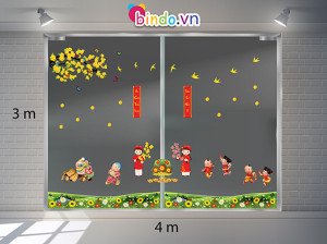 Decal dán tường Trang trí Tết Xuân Combo Số 6 Decal dán tường Trang trí Tết Xuân Combo Số 6