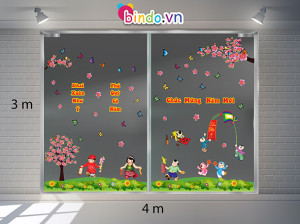 Decal dán tường Trang trí Tết Xuân Combo Số 8 Decal dán tường Trang trí Tết Xuân Combo Số 8