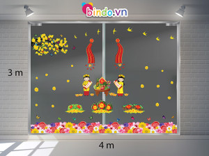 Decal dán tường Trang trí Tết Xuân Combo Số 9 Decal dán tường Trang trí Tết Xuân Combo Số 9