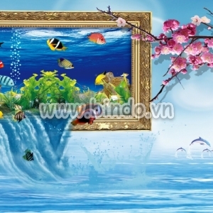 Decal dán tường Tranh 3D Cành đào