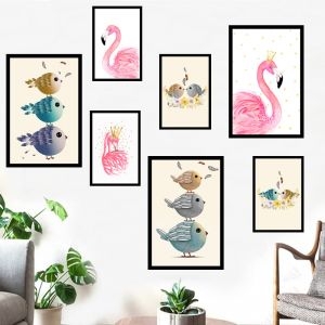 Decal dán tường Hồng hạc và chim
