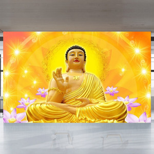 Decal dán tường Tranh phật tổ như lai ngồi trên đài hoa sen tím  Decal dán tường Tranh phật tổ như lai ngồi trên đài hoa sen tím