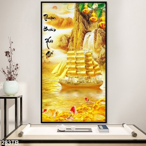 Decal dán tường Tranh dán tường 3D thuận buồm xuôi gió cá chép vàng khổ dọc đẹp, thi công tư vấn tận nơi Decal dán tường Tranh dán tường 3D thuận buồm xuôi gió cá chép vàng khổ dọc đẹp, thi công tư vấn tận nơi