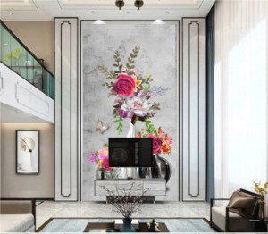 Decal dán tường Tranh bình hoa hoa hồng sắc màu Decal dán tường Tranh bình hoa hoa hồng sắc màu