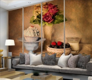 Decal dán tường Tranh bình hoa hồng đỏ thắm Decal dán tường Tranh bình hoa hồng đỏ thắm