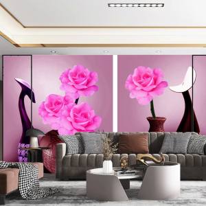 Decal dán tường Tranh bình hoa hồng xinh Decal dán tường Tranh bình hoa hồng xinh