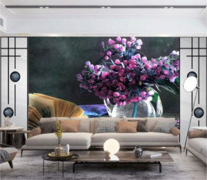 Decal dán tường Tranh bình hoa tím Decal dán tường Tranh bình hoa tím