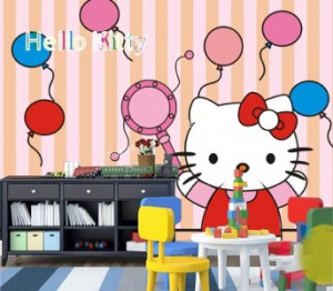 Decal dán tường Tranh cho bé kitty hồng 