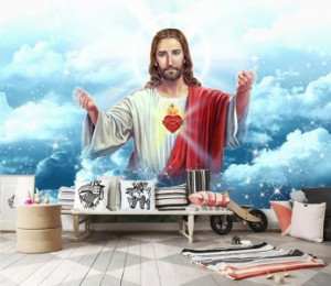 Decal dán tường Tranh công giáo trái tim Chúa Decal dán tường Tranh công giáo trái tim Chúa