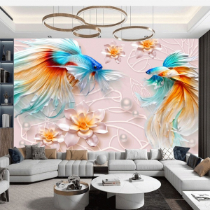 Decal dán tường Tranh đôi cá đuôi đẹp Decal dán tường Tranh đôi cá đuôi đẹp