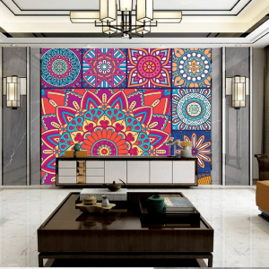 Decal dán tường Tranh gạch bông sắc màu tím Decal dán tường Tranh gạch bông sắc màu tím