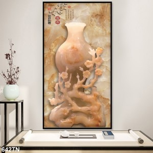Decal dán tường Tranh bình ngọc màu nâu đỏ giả đá cẩm thạch