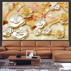 Decal dán tường Tranh hoa sen hoa hồng trắng Decal dán tường Tranh hoa sen hoa hồng trắng