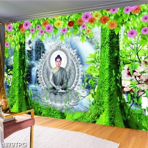 Decal dán tường Tranh dán tường phật giáo Phật Thích Ca ngồi trên hoa sen