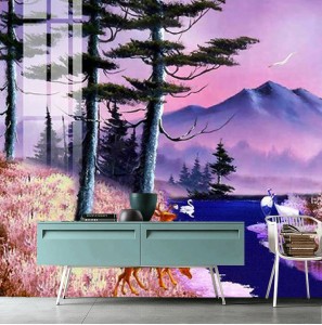 Decal dán tường Tranh phong cảnh châu âu rừng tím Decal dán tường Tranh phong cảnh châu âu rừng tím