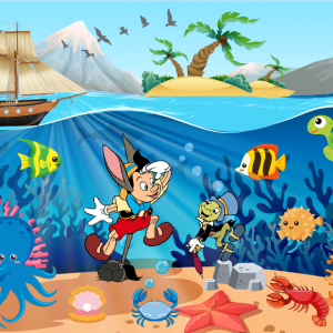 Tranh Pinocchio dưới đại dương