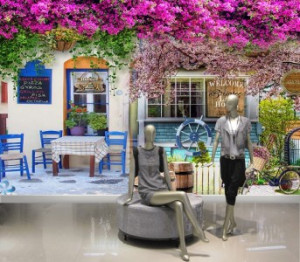 Decal dán tường Tranh trang trí giàn hoa giấy tím Decal dán tường Tranh trang trí giàn hoa giấy tím