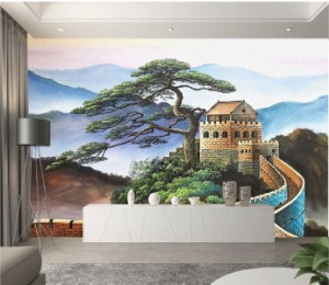 Decal dán tường Tranh vạn lý trường thành và núi xanh thơ mọng Decal dán tường Tranh vạn lý trường thành và núi xanh thơ mọng