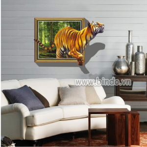 Decal dán tường Decal dán tranh hổ tạo cảm giác 3d, kiểu hàn quốc, dán quán cafe Decal dán tường Decal dán tranh hổ tạo cảm giác 3d, kiểu hàn quốc, dán quán cafe