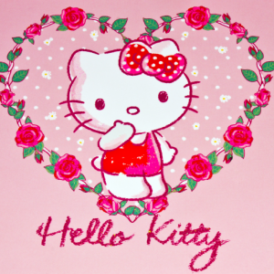 Decal dán tường Tranh Kitty hồng
