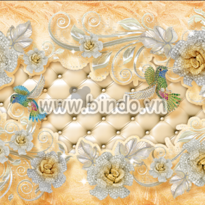 Decal dán tường Tranh ngọc đôi chim và hoa hồng Decal dán tường Tranh ngọc đôi chim và hoa hồng