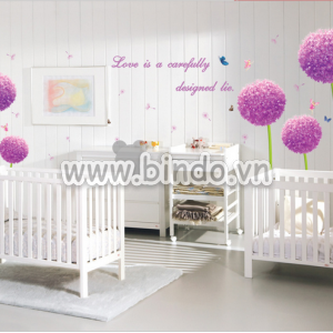 Decal dán tường Tú cầu tím dạ quang Decal dán tường Tú cầu tím dạ quang