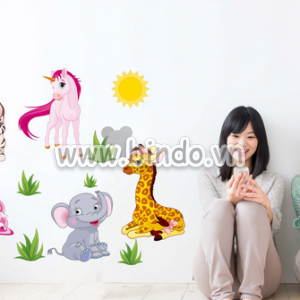 Decal dán tường Decal vườn thú nhỏ dán tường phòng bé, chi tiết rời ở TPHCM Decal dán tường Decal vườn thú nhỏ dán tường phòng bé, chi tiết rời ở TPHCM