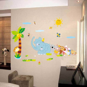 Decal dán tường Vườn thú xếp hàng