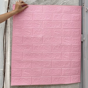 Decal dán tường Xốp dán tường màu hồng phấn