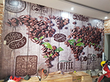 Tranh bản đồ thế giới hạt cà phê dán quán cafe đẹp